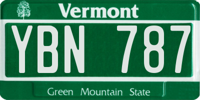VT license plate YBN787