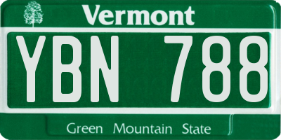 VT license plate YBN788