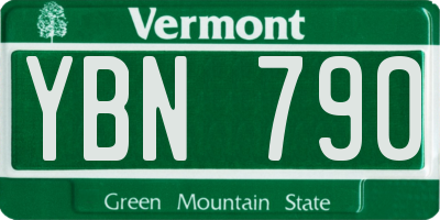 VT license plate YBN790