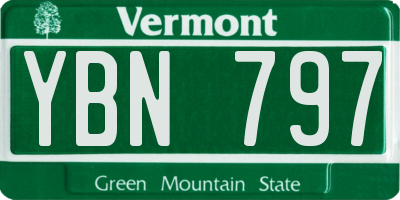 VT license plate YBN797