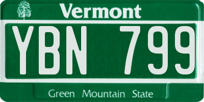 VT license plate YBN799