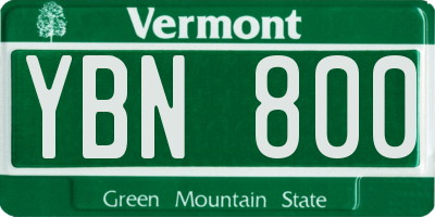 VT license plate YBN800