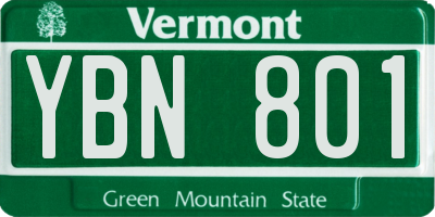 VT license plate YBN801