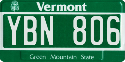 VT license plate YBN806