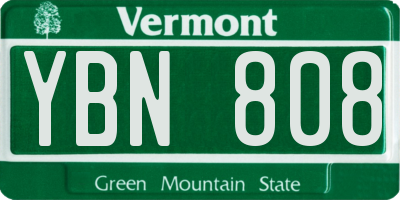 VT license plate YBN808