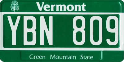 VT license plate YBN809