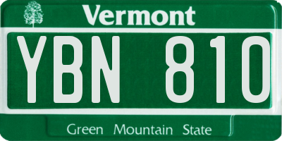 VT license plate YBN810