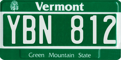 VT license plate YBN812