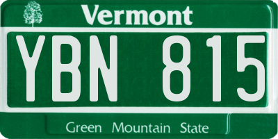 VT license plate YBN815