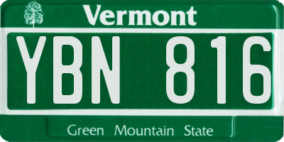 VT license plate YBN816