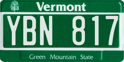 VT license plate YBN817