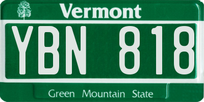 VT license plate YBN818