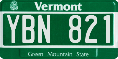 VT license plate YBN821