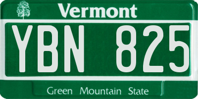 VT license plate YBN825