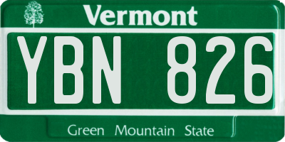 VT license plate YBN826