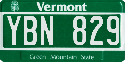 VT license plate YBN829
