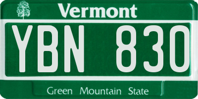 VT license plate YBN830