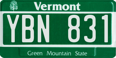 VT license plate YBN831
