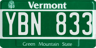 VT license plate YBN833