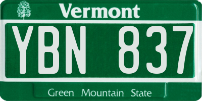 VT license plate YBN837