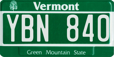 VT license plate YBN840