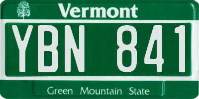 VT license plate YBN841