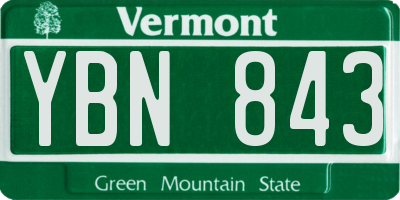 VT license plate YBN843