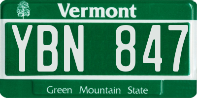 VT license plate YBN847