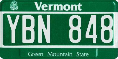 VT license plate YBN848