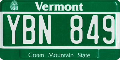 VT license plate YBN849
