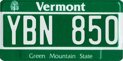 VT license plate YBN850