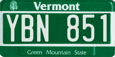 VT license plate YBN851