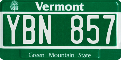 VT license plate YBN857