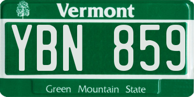 VT license plate YBN859