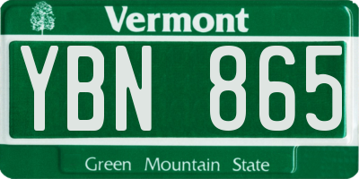 VT license plate YBN865
