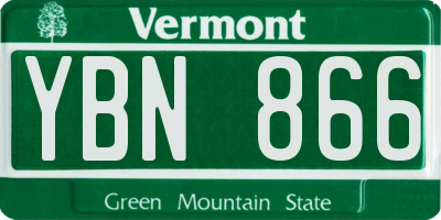 VT license plate YBN866