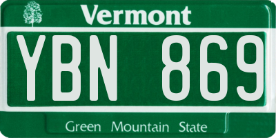 VT license plate YBN869
