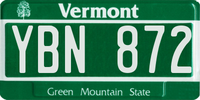 VT license plate YBN872