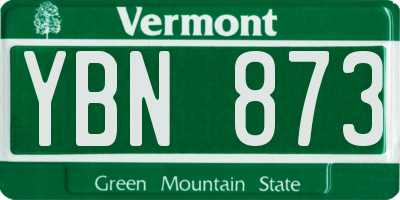 VT license plate YBN873