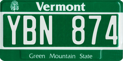 VT license plate YBN874