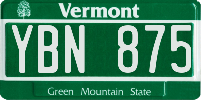 VT license plate YBN875