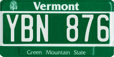 VT license plate YBN876