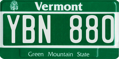 VT license plate YBN880