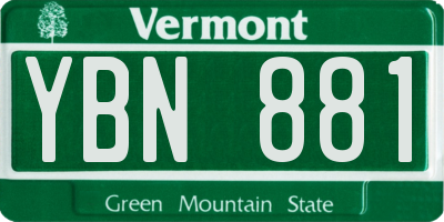 VT license plate YBN881