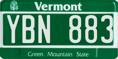 VT license plate YBN883