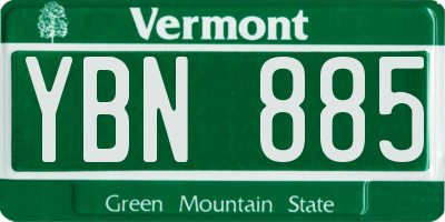 VT license plate YBN885