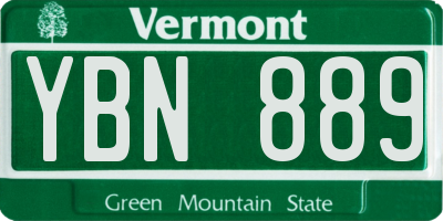 VT license plate YBN889