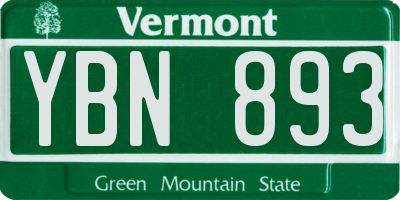 VT license plate YBN893