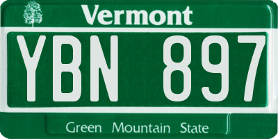 VT license plate YBN897