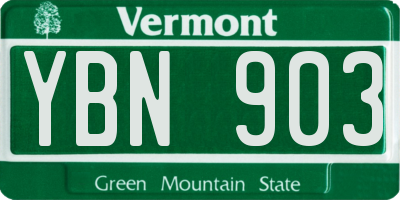 VT license plate YBN903